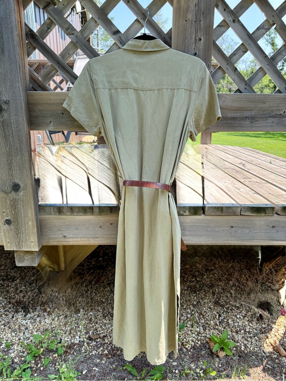 Mulberry Olive-Green Short-Sleeve Midi Shirt Dress - Picture 4 of 10